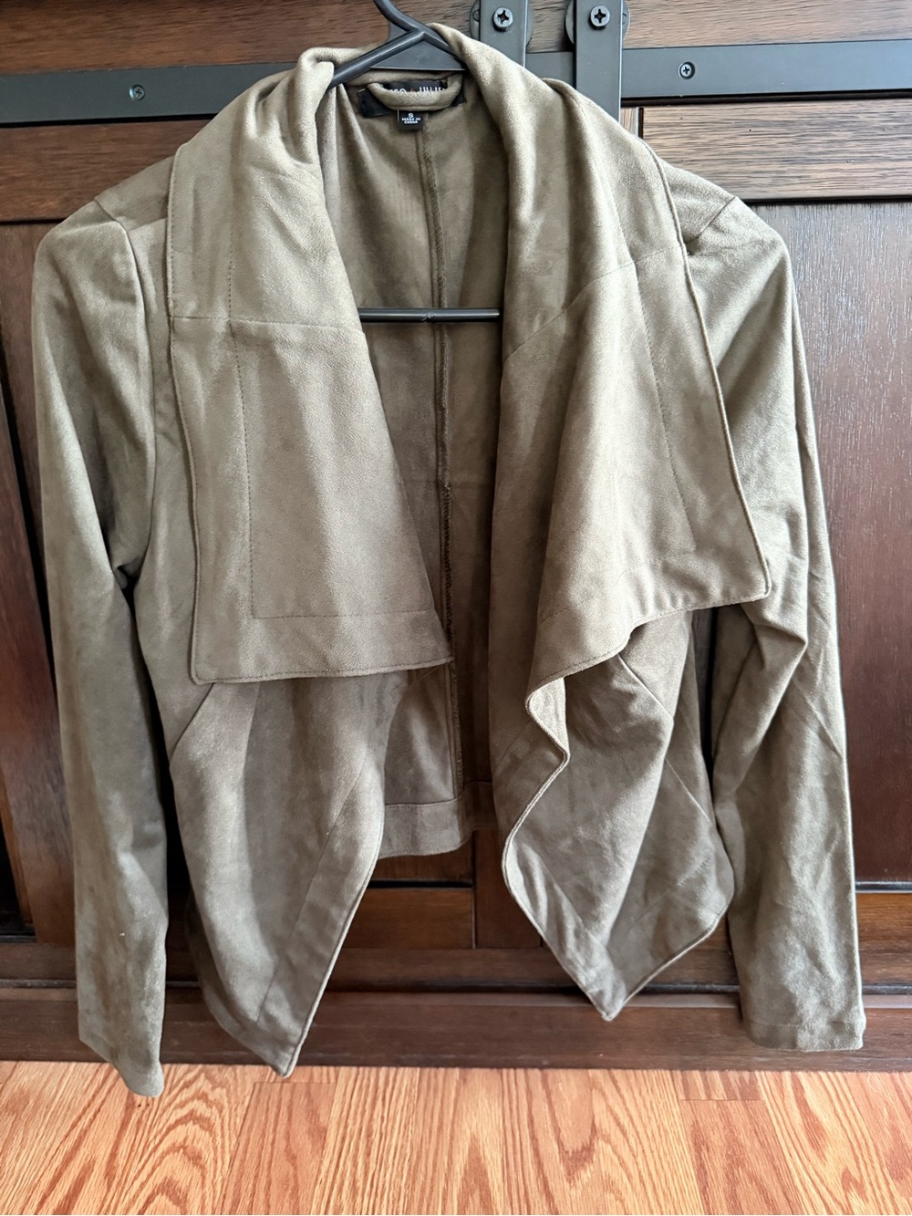 Women’s Suede Draped Open-Front Jacket - Olive